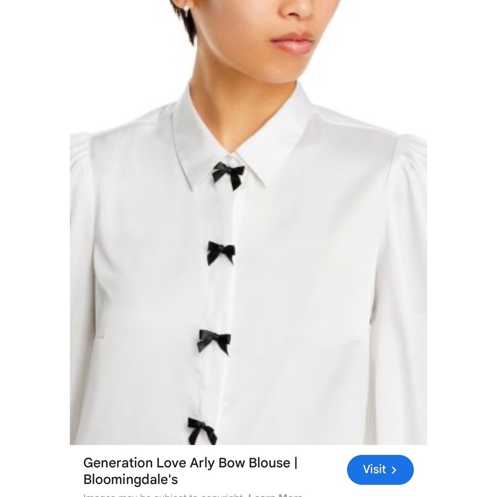 Generation Love‎ Arly Bow Blouse White Black Long Sleeve XL Top NWT (G) - Picture 4 of 11